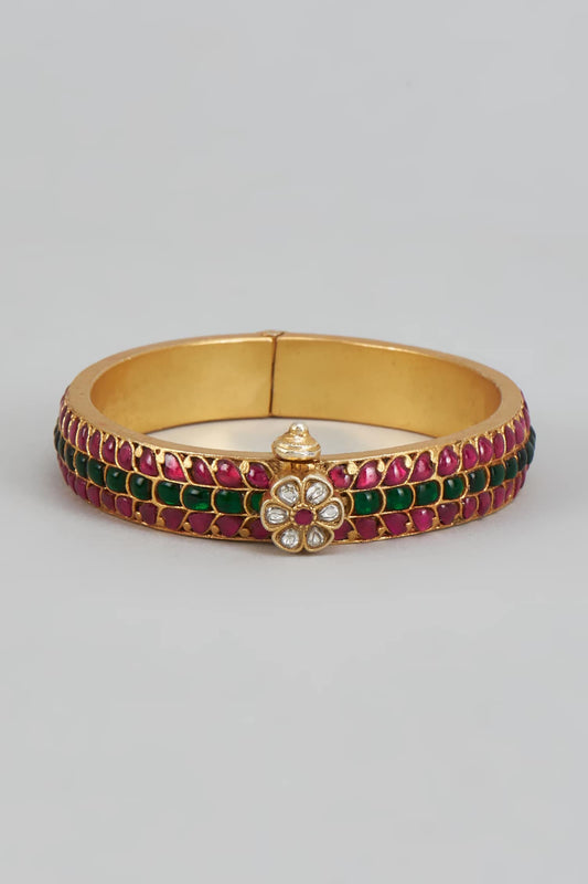Hariyali Floral Stone Embellished Bangle 