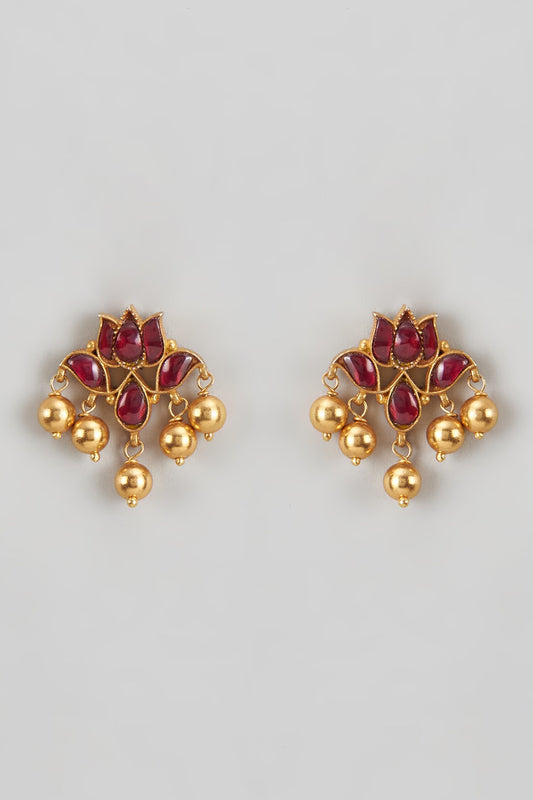 Kamal Kundan Embellished Lotus Earrings 