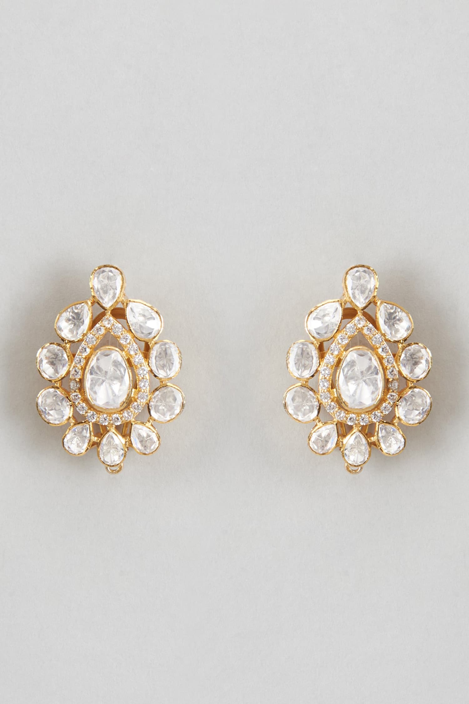 Moissanite Polki Drop Pattern Earrings 