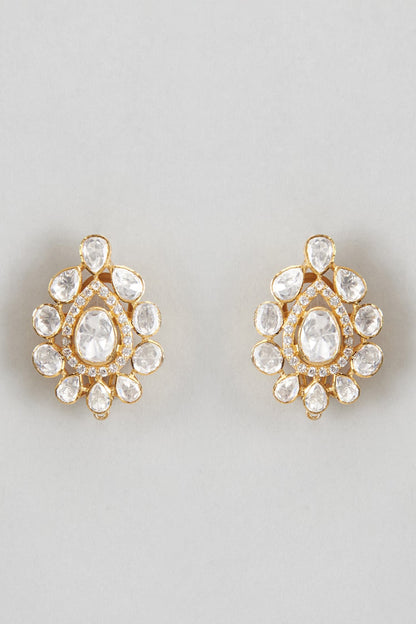 Moissanite Polki Drop Pattern Earrings 