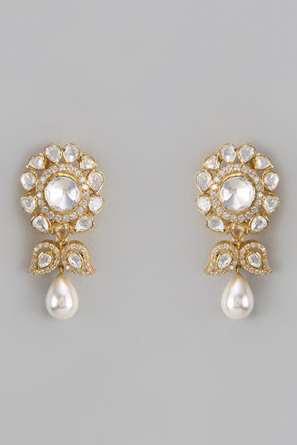 Ira Moissanite Polki Embellished Floral Earrings 
