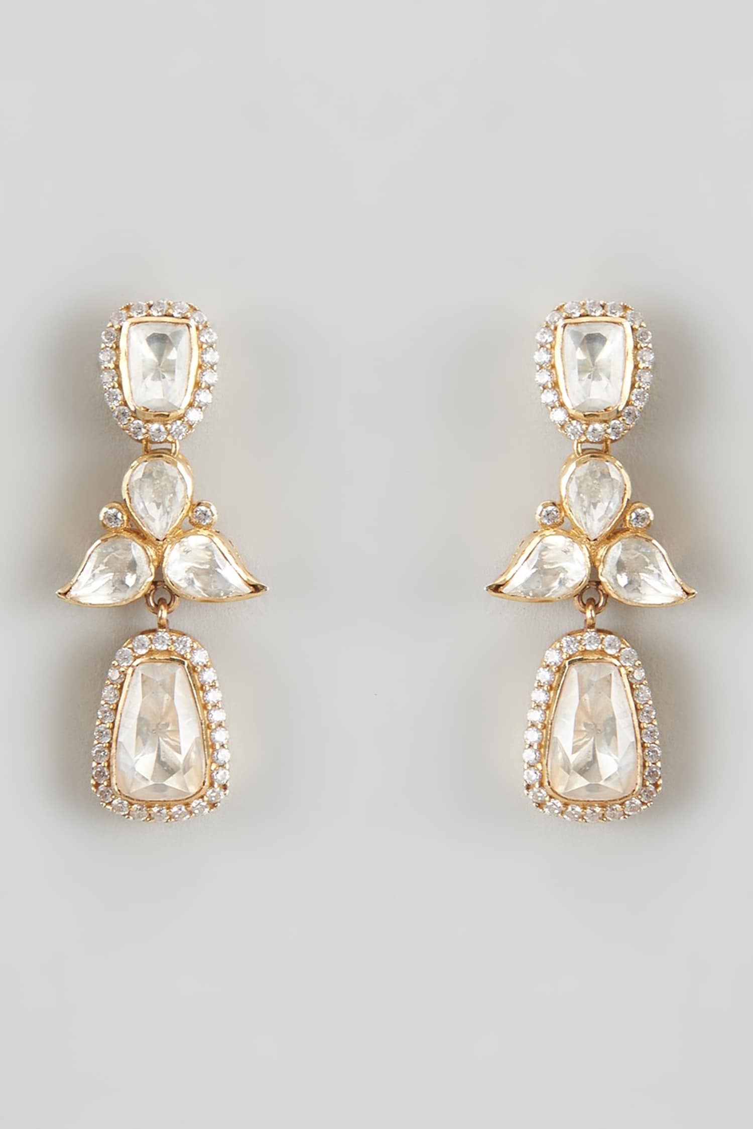 Moissanite Polki Drop Earrings 