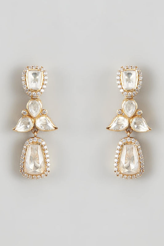 Moissanite Polki Drop Earrings 
