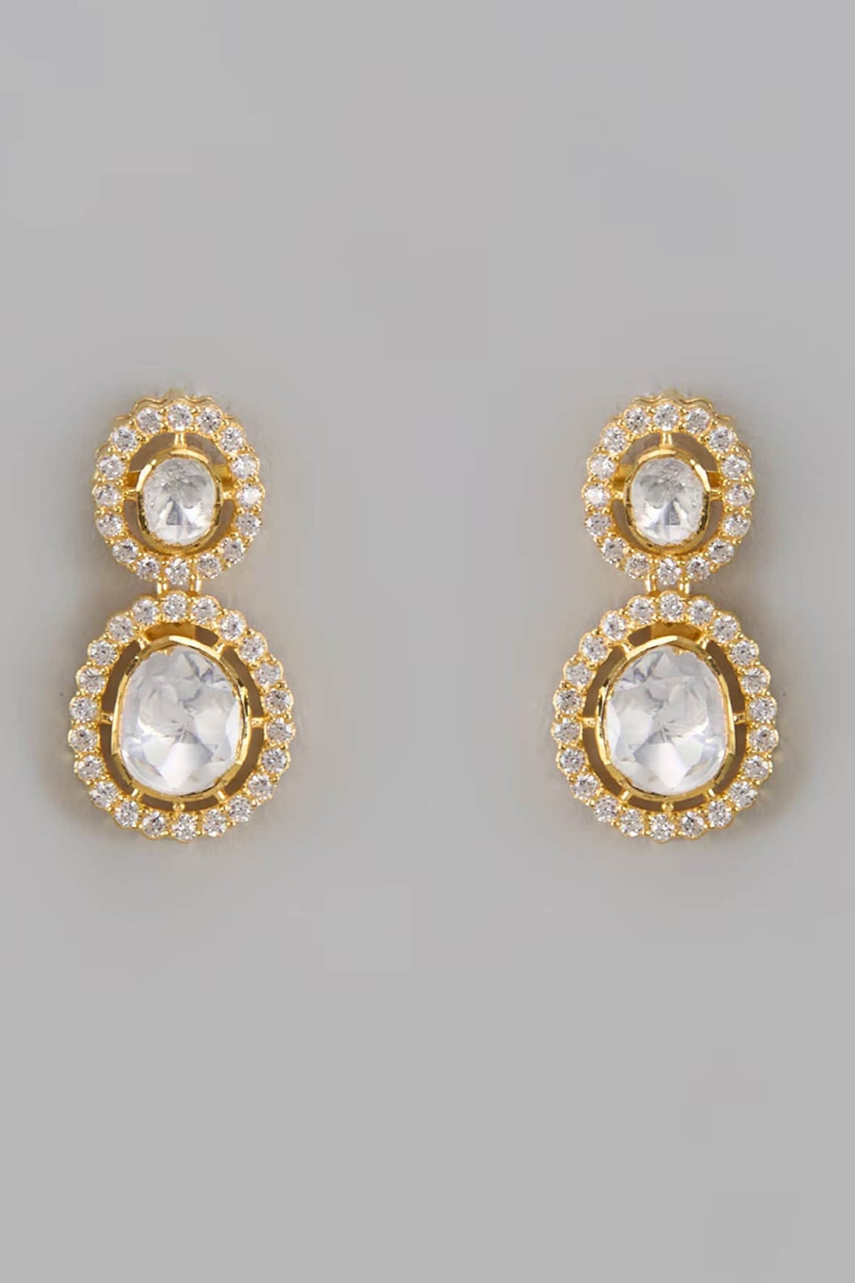 Sarina Moissanite Embellished Oval Drop Earrings 