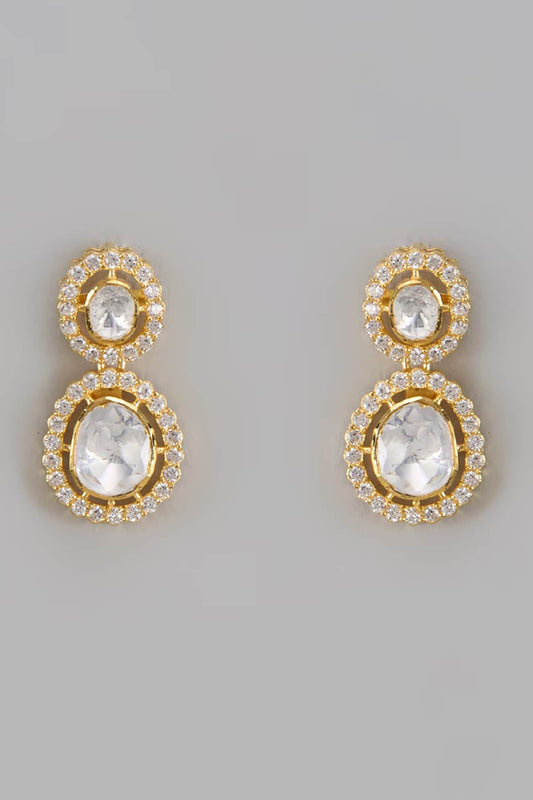 Sarina Moissanite Embellished Oval Drop Earrings 