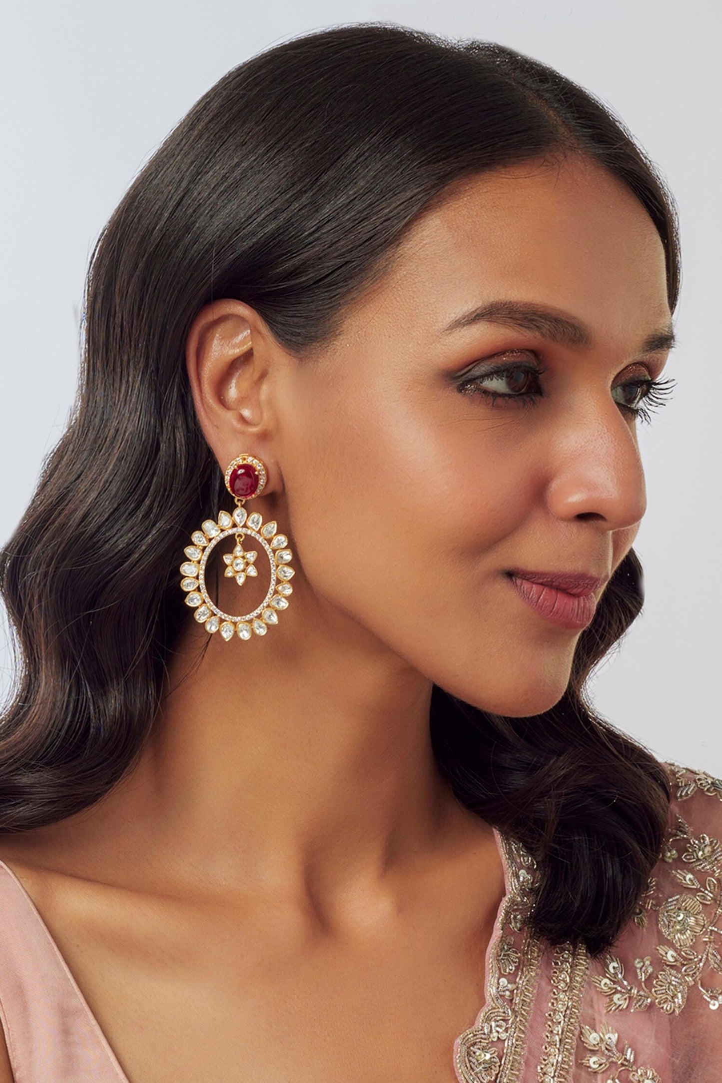 Moissanite Chaand Taara Earrings 