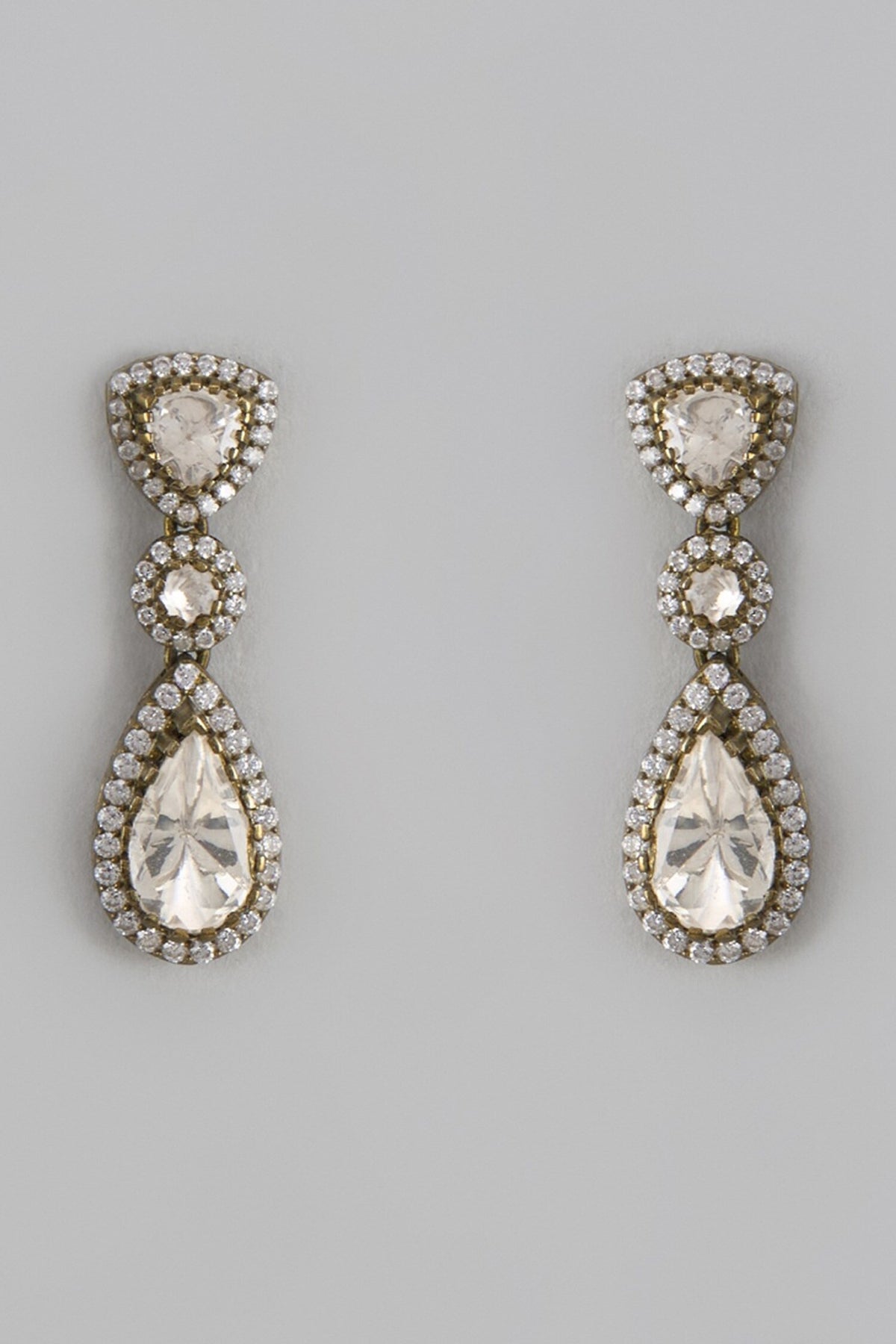 Victorian Moissanite Polki Drop Earrings 