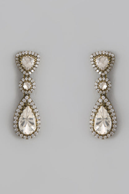 Victorian Moissanite Polki Drop Earrings 