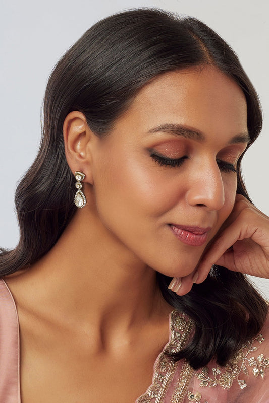 Victorian Moissanite Polki Drop Earrings 