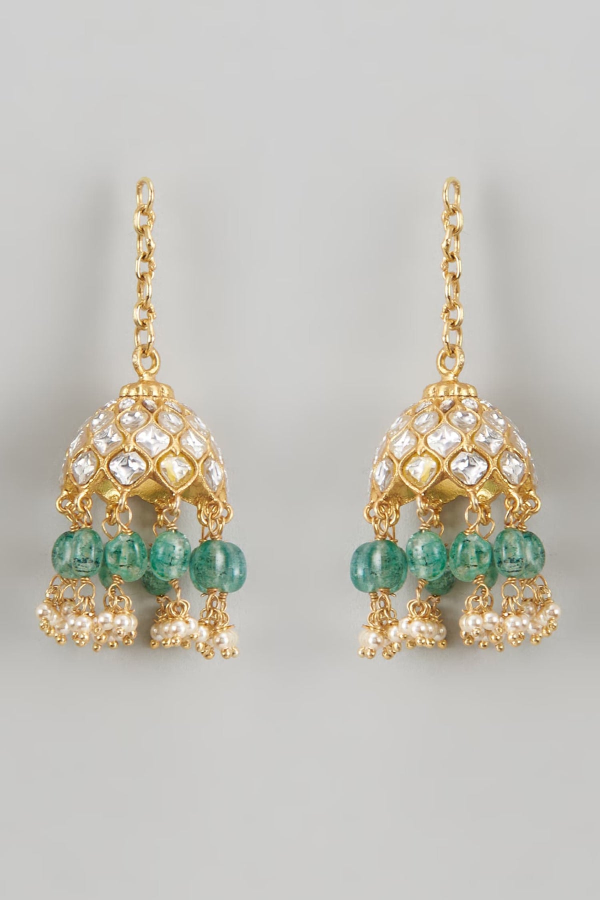 Moissanite Polki Jhumka Drops 