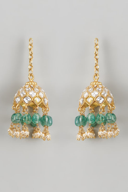 Moissanite Polki Jhumka Drops 