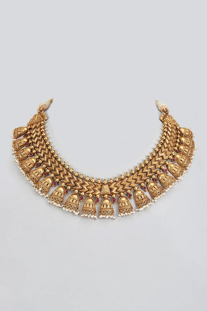 Indrani Geometric Carved Necklace 