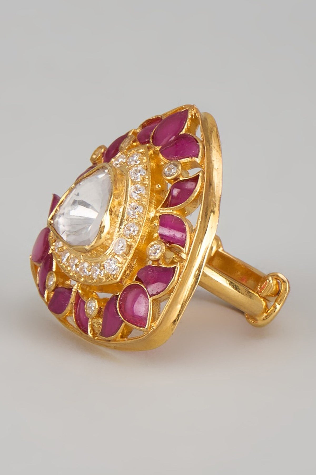 Moissanite Polki Embellished Designer Ring 