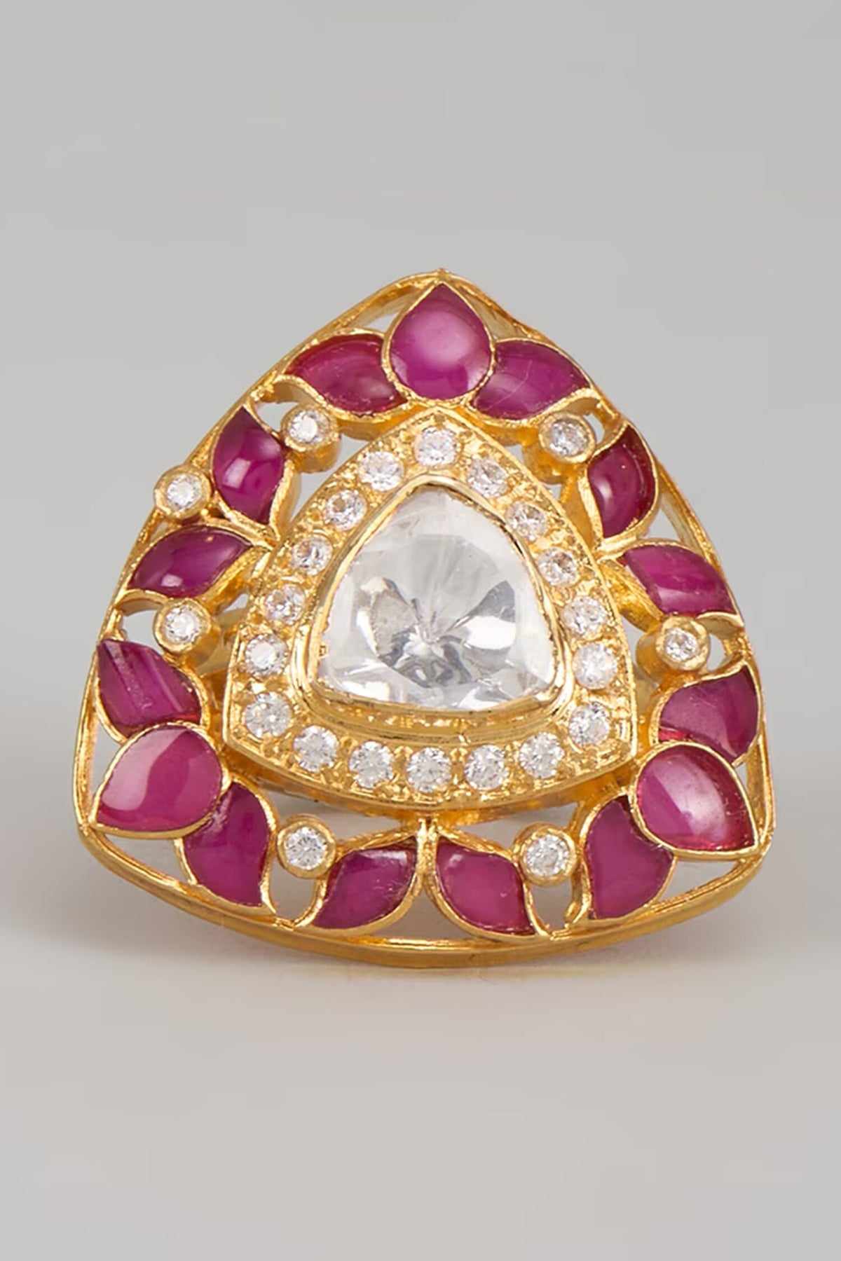 Moissanite Polki Embellished Designer Ring 