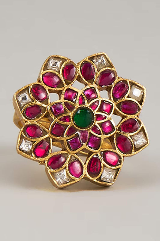 Kundan & Moissanite Polki Ring 