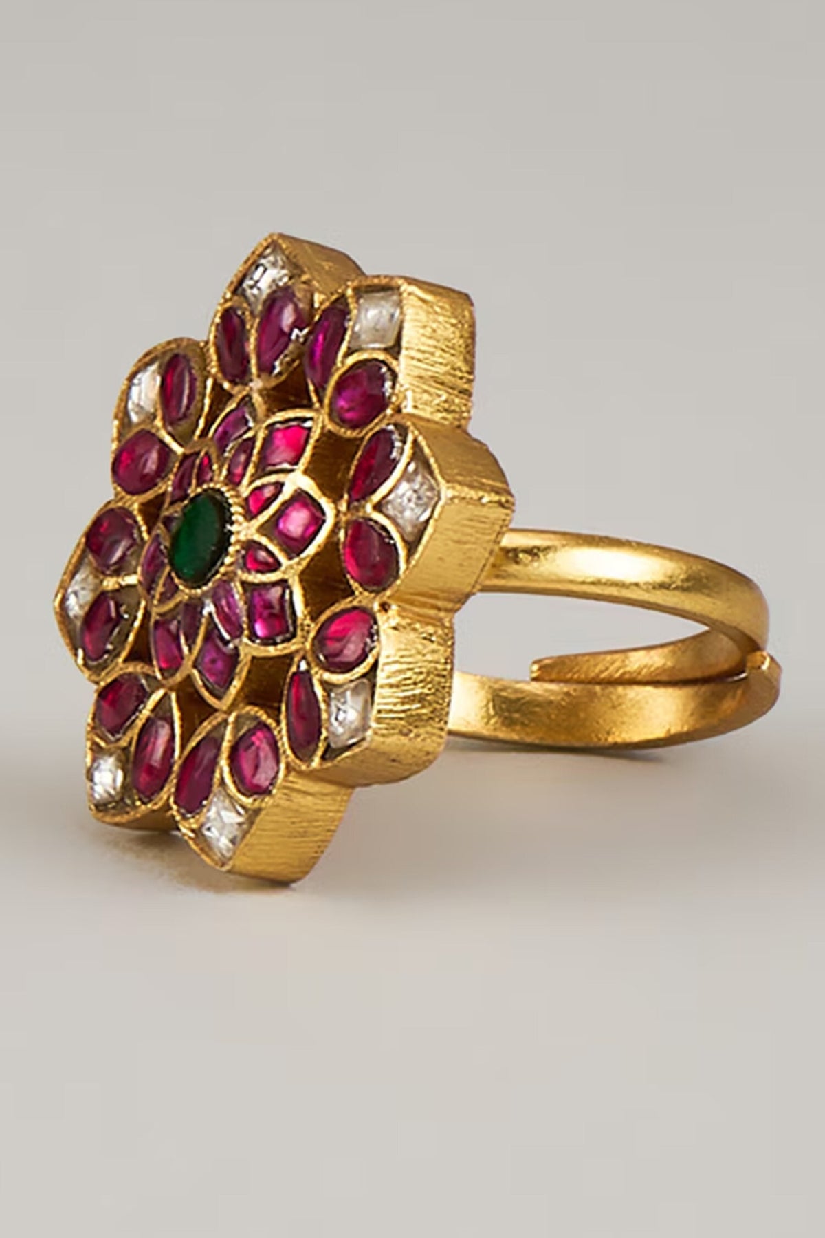 Kundan & Moissanite Polki Ring 