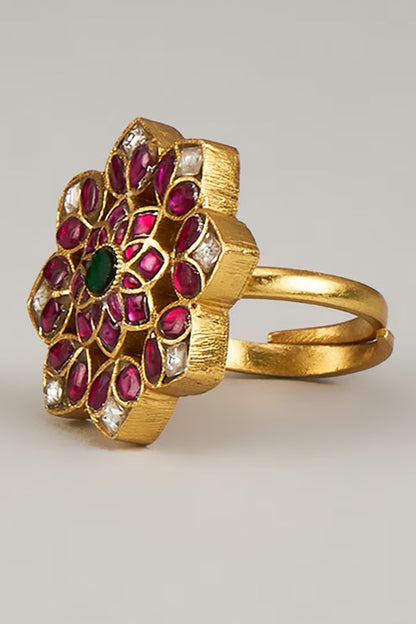 Kundan & Moissanite Polki Ring 