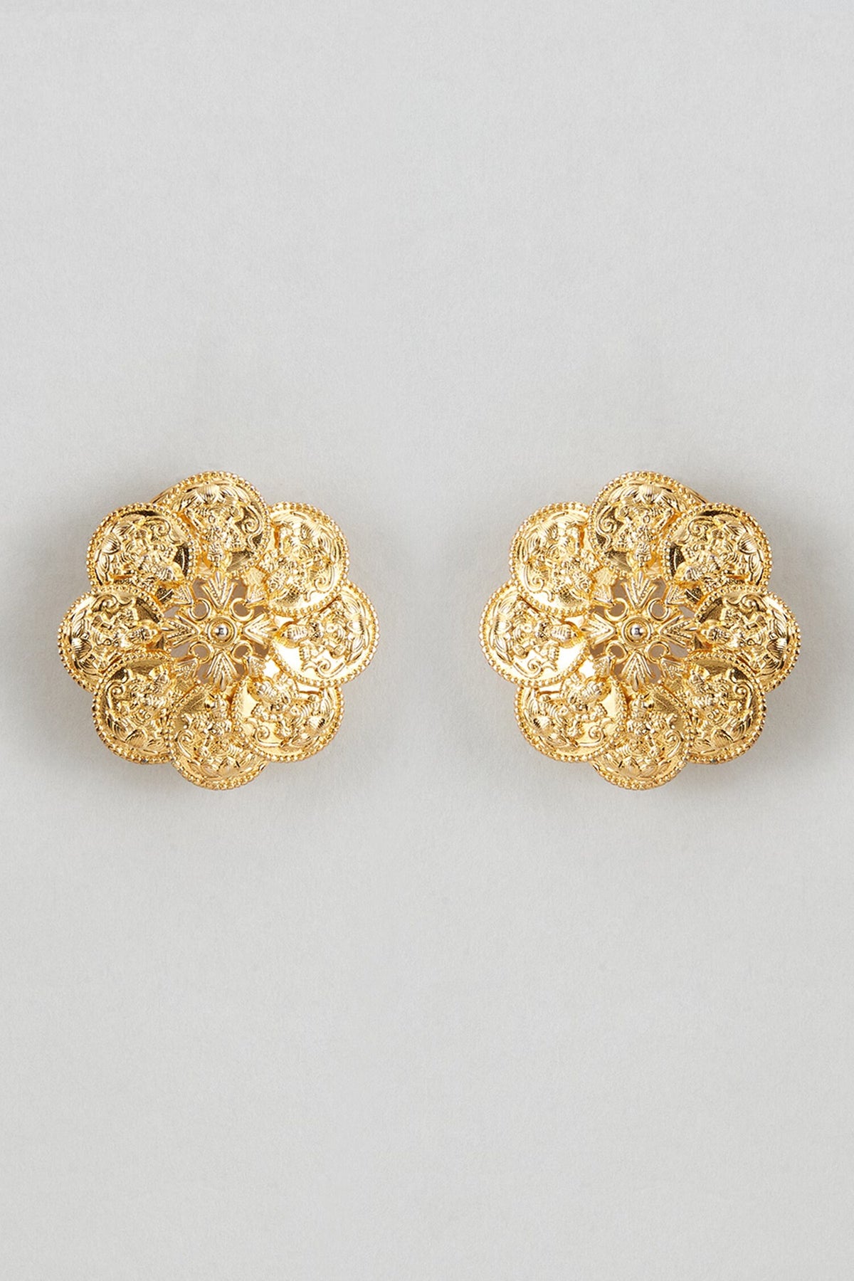 Nakash Floral Carved Stud Earrings 