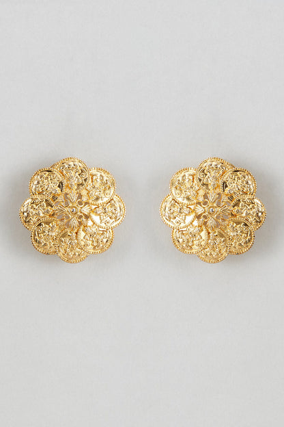 Nakash Floral Carved Stud Earrings 