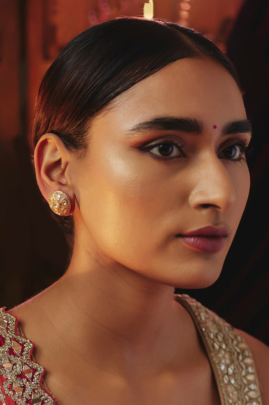 Victorian Moissanite Polki Embellished Studs 