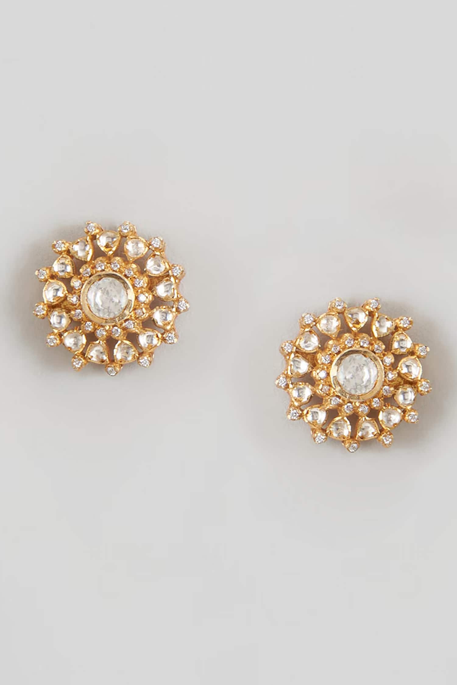 Moissanite Polki Stud Earrings 