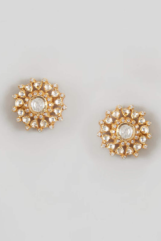 Moissanite Polki Stud Earrings 