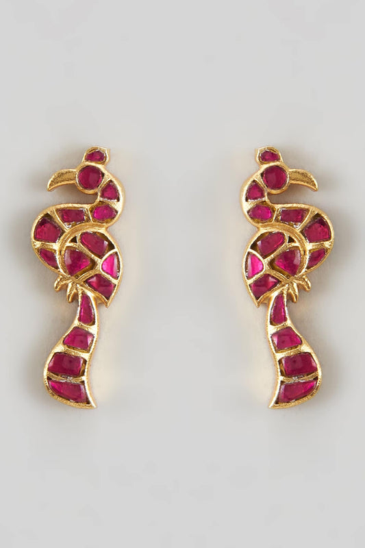 Kundan Bird Shaped Stud Earrings 