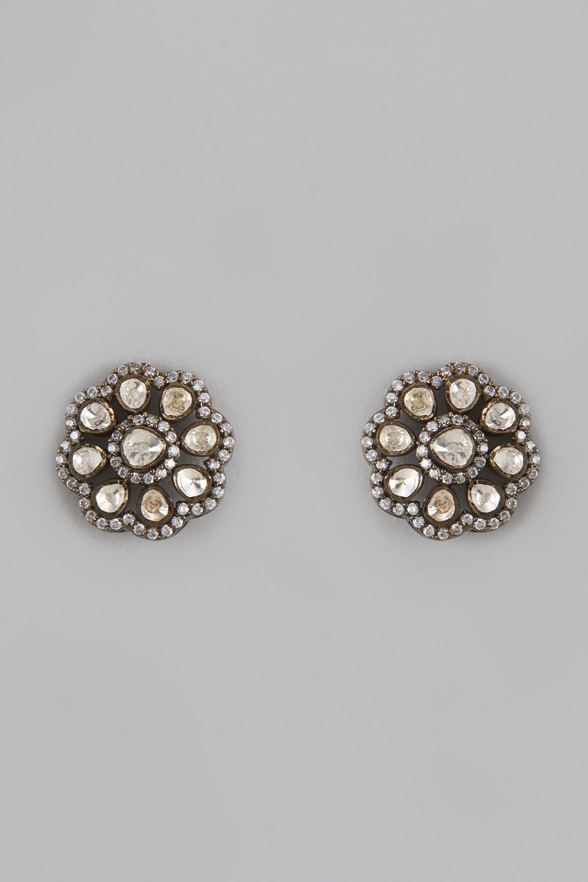 Moissanite Polki Embellished Stud Earrings 
