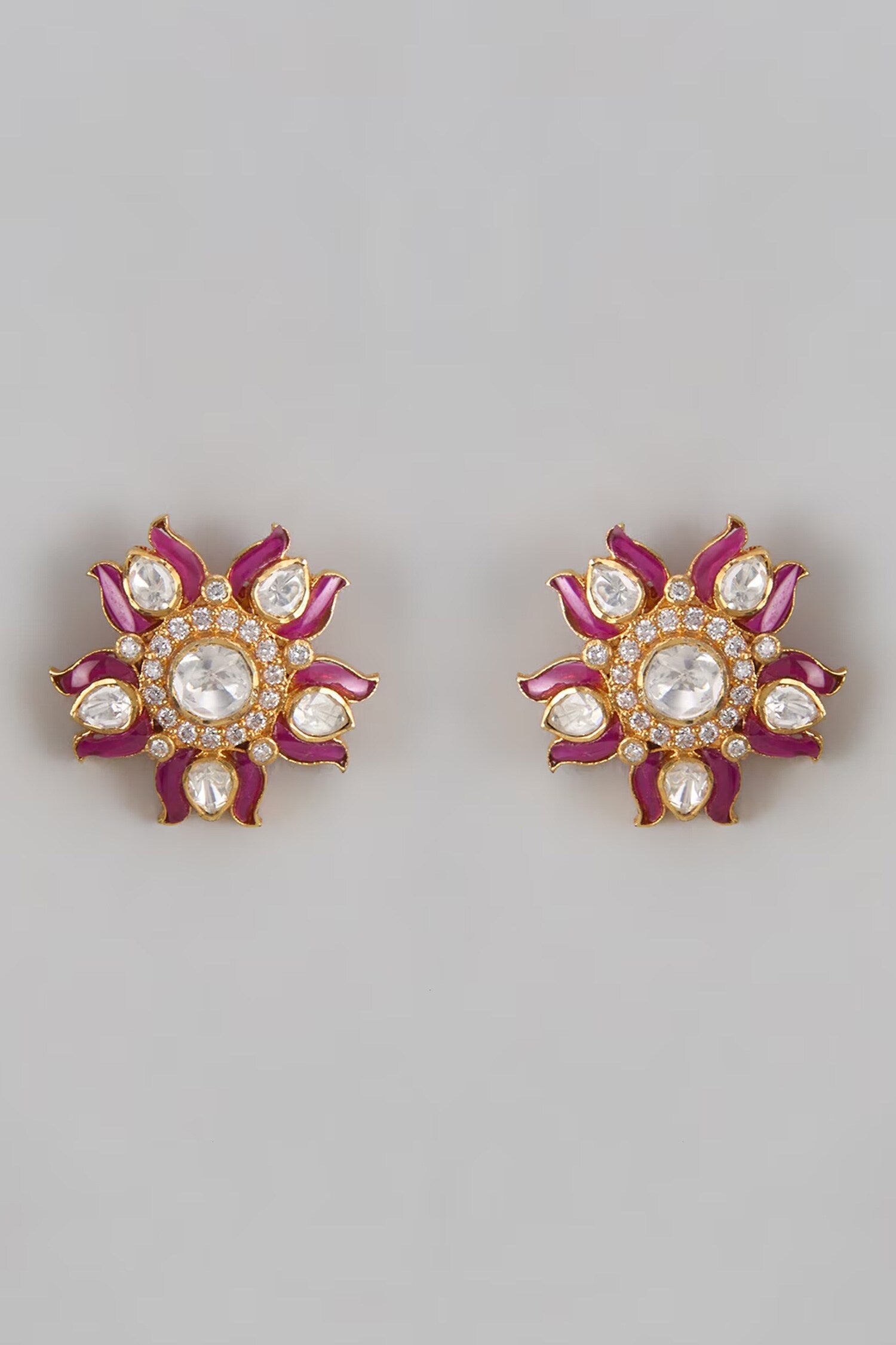 Lotus Moissanite Embellished Studs 