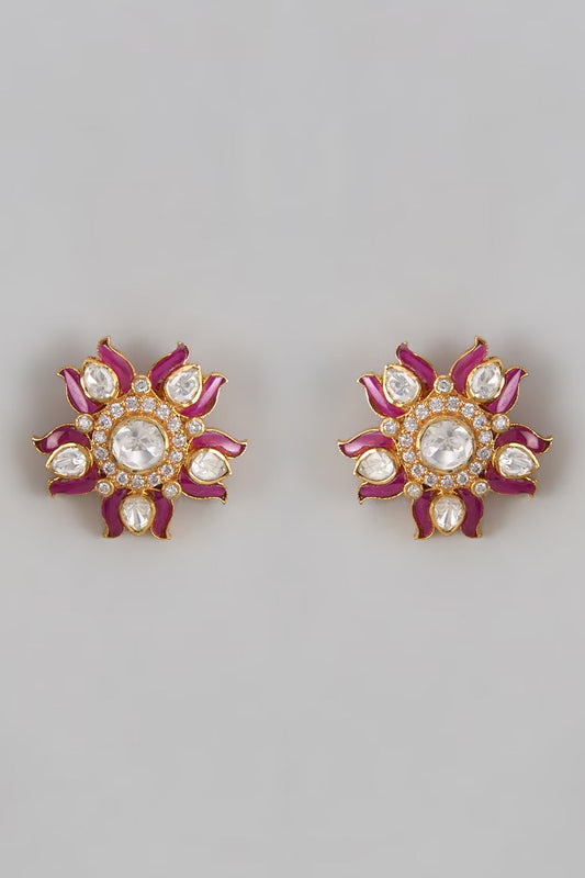 Lotus Moissanite Embellished Studs 