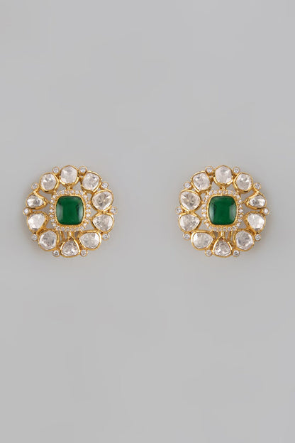 Floral Moissanite Embellished Stud Earrings 