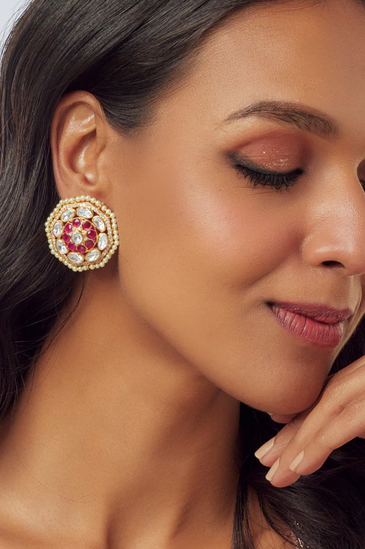Moissanite Floral Motif Stud Earrings 