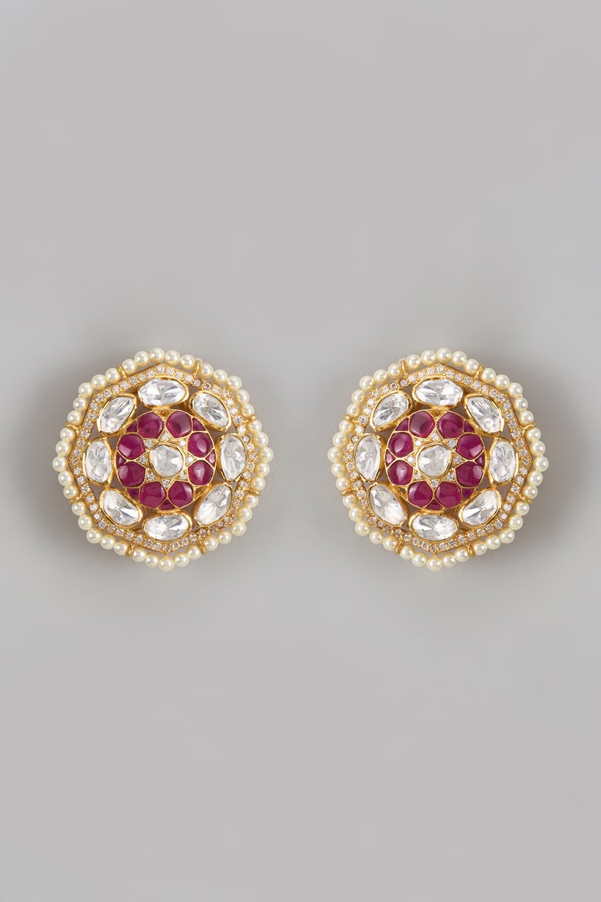Moissanite Floral Motif Stud Earrings 