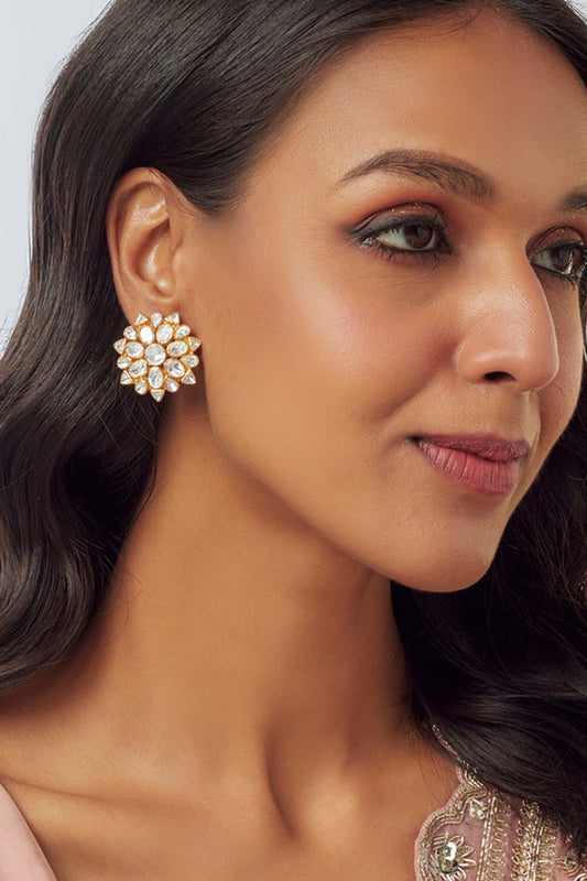 Floral Moissanite Stud Earrings 