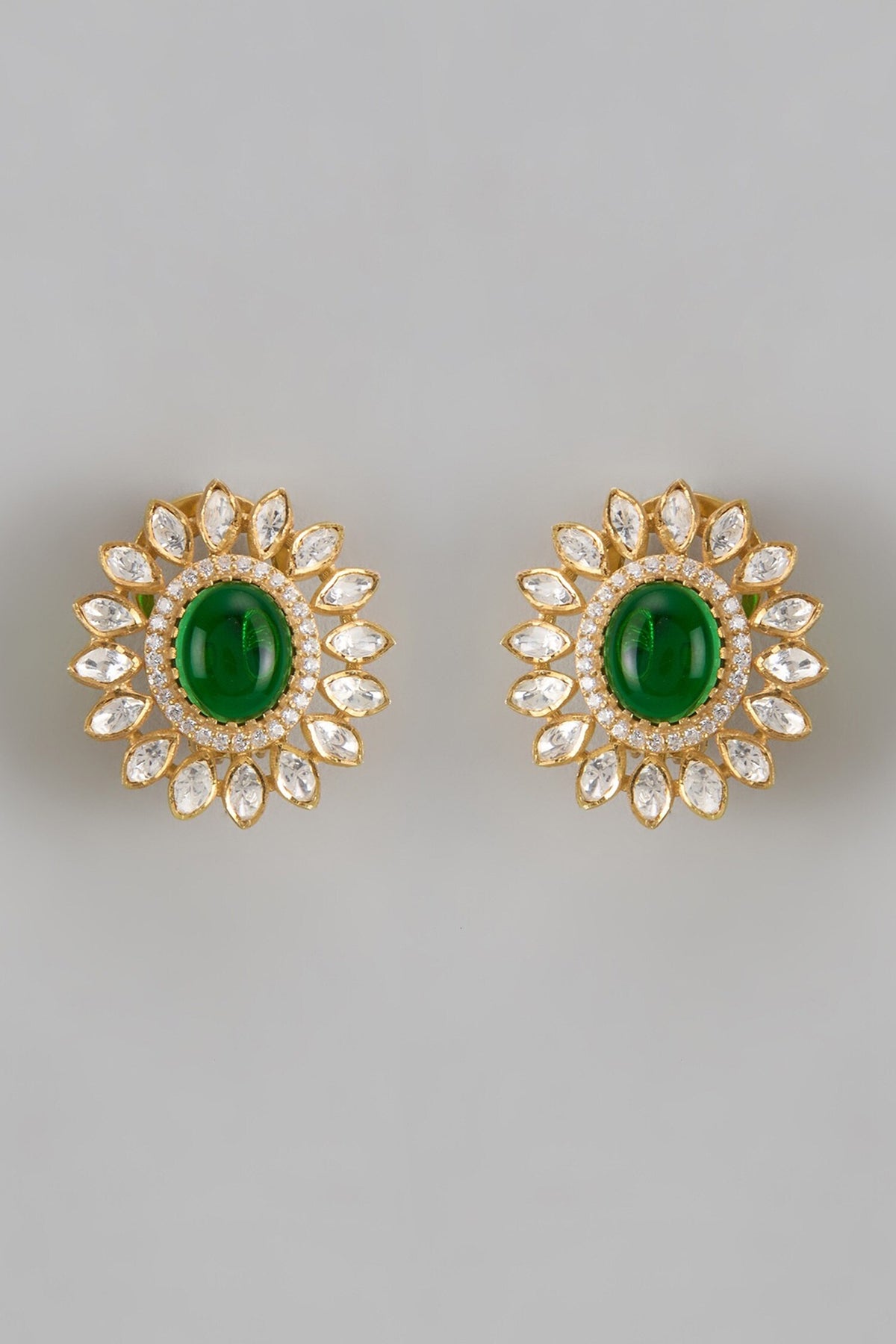 Moissanite Polki Stud Earrings 