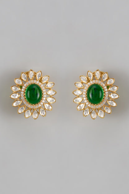 Moissanite Polki Stud Earrings 