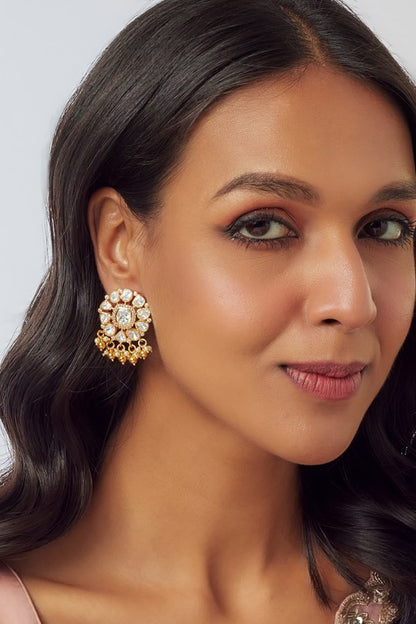 Moissanite & Pearl Stud Earrings 