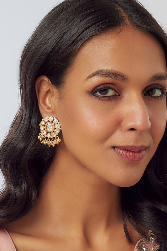 Moissanite & Pearl Stud Earrings 
