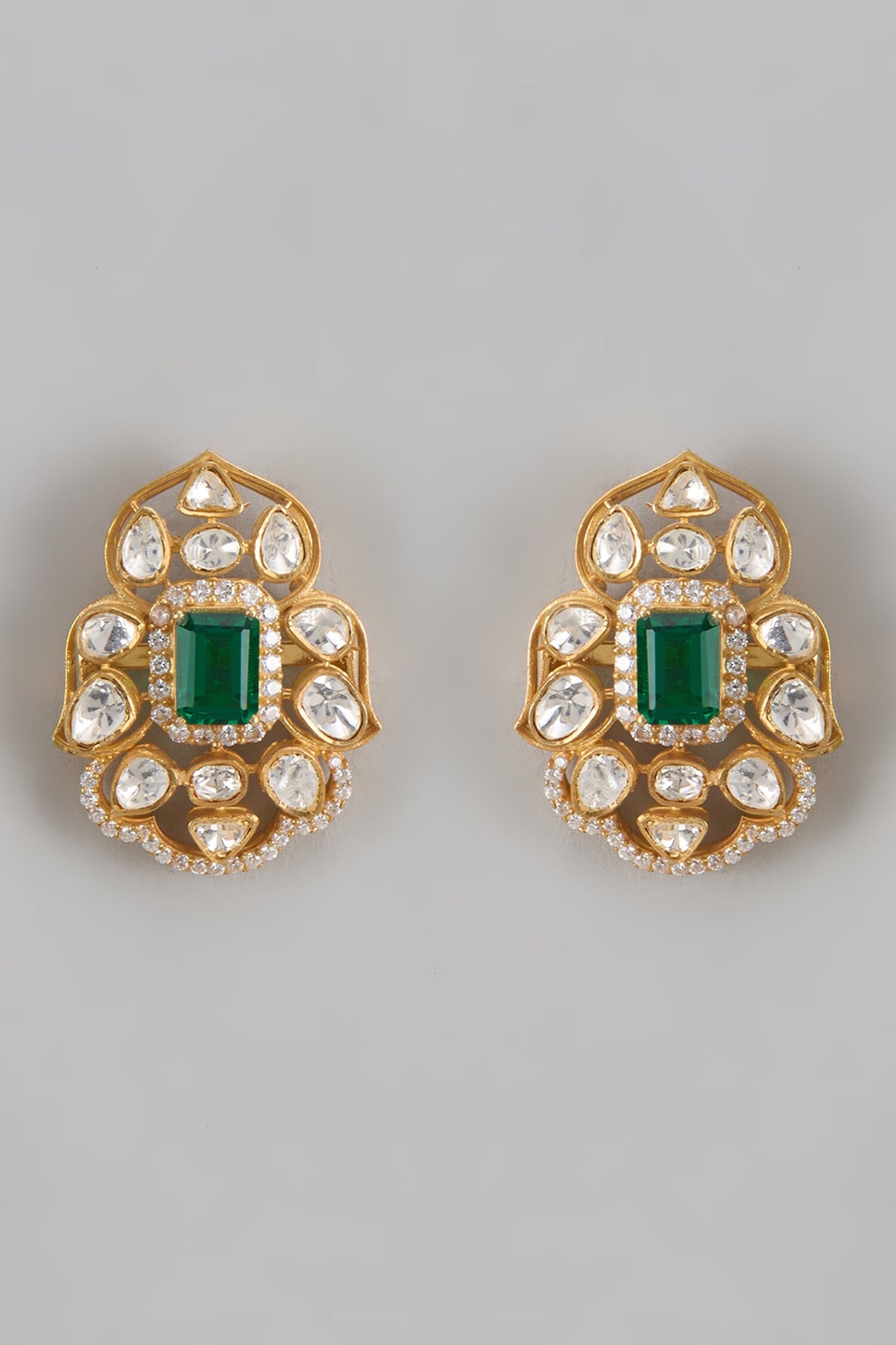 Moissanite Polki Embellished Studs 
