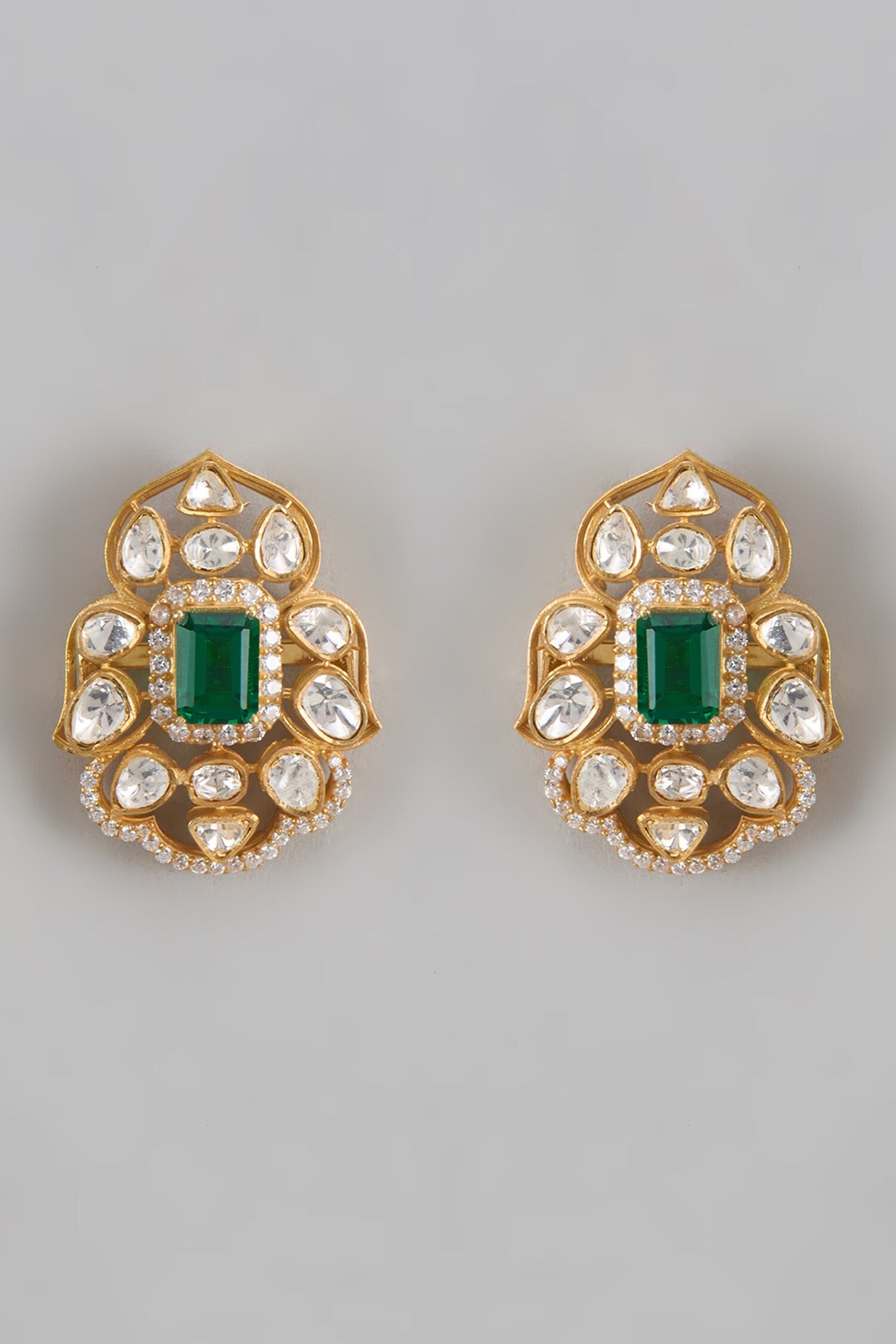 Moissanite Polki Embellished Studs 