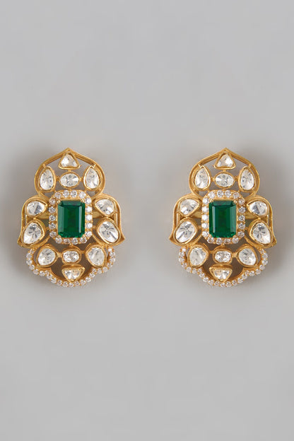 Moissanite Polki Embellished Studs 