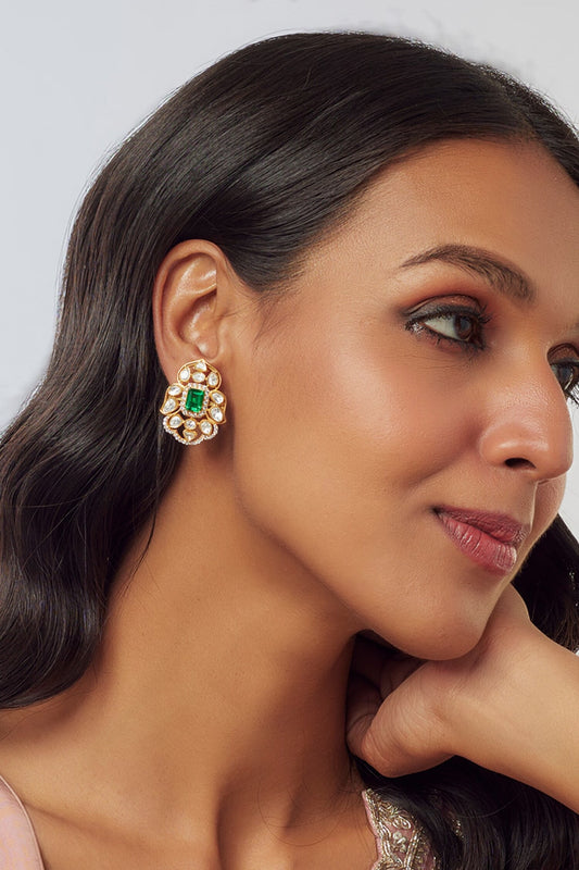 Moissanite Polki Embellished Studs 