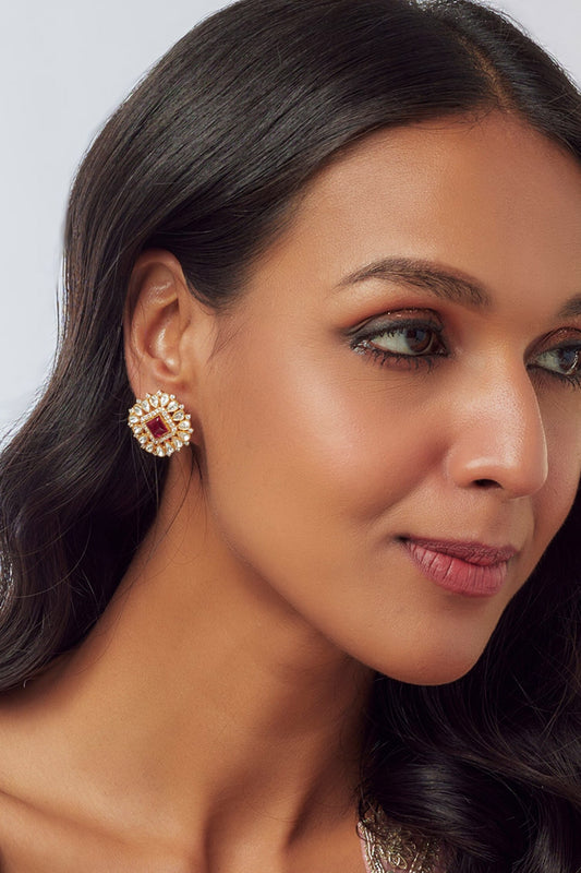 Jiya Moissanite Embellished Studs 