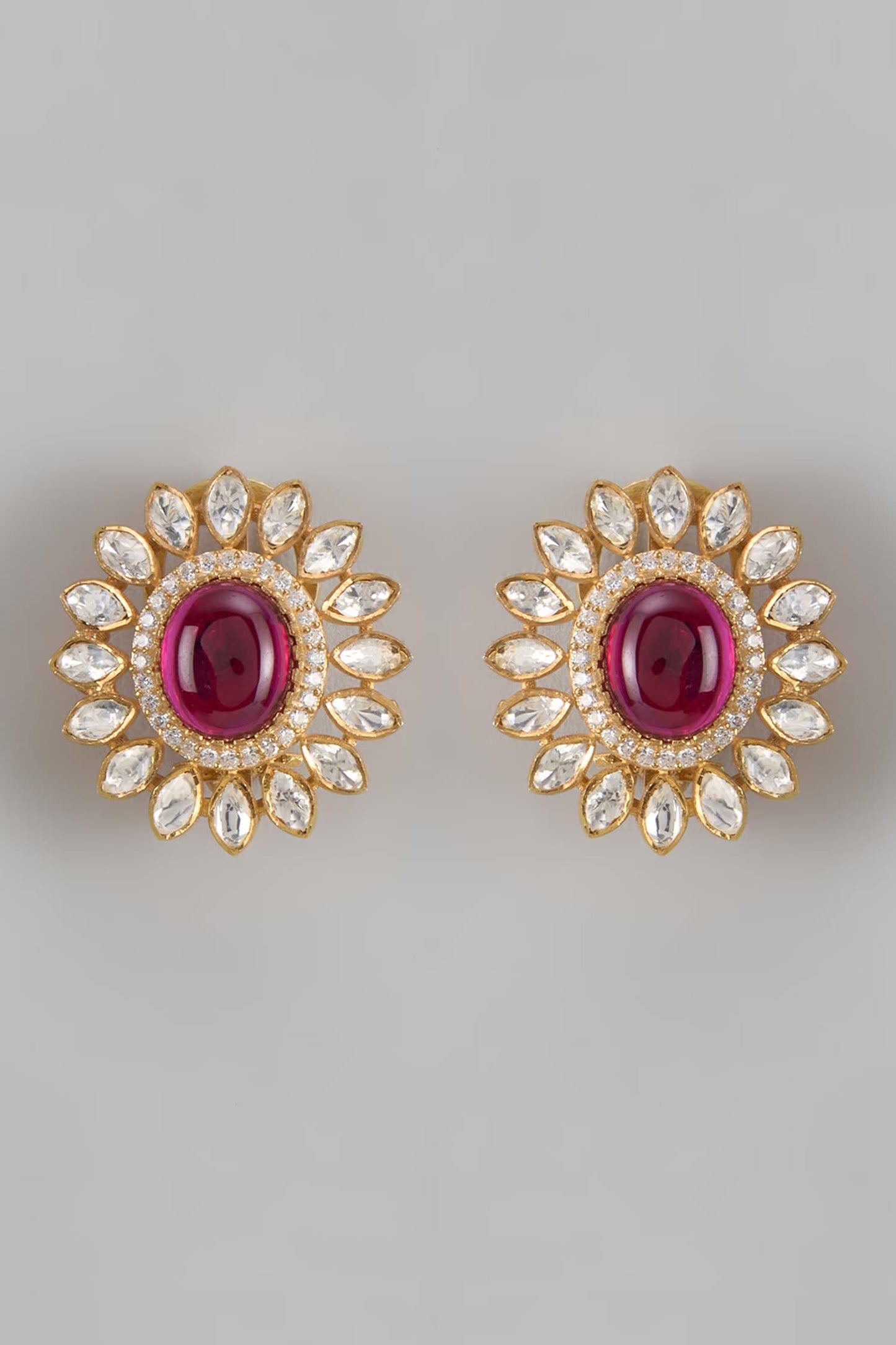 Floral Moissanite Stud Earrings 