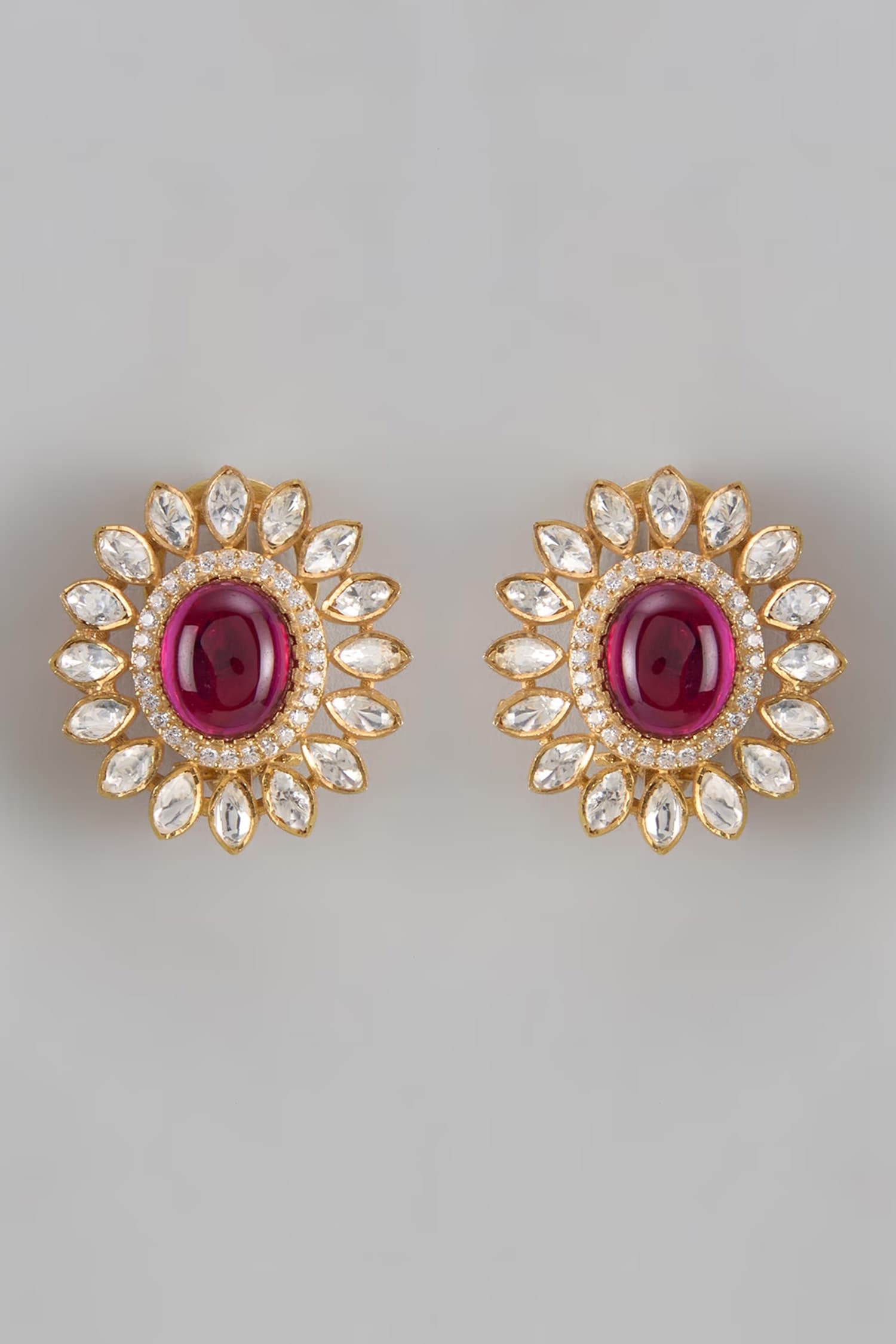 Floral Moissanite Stud Earrings 
