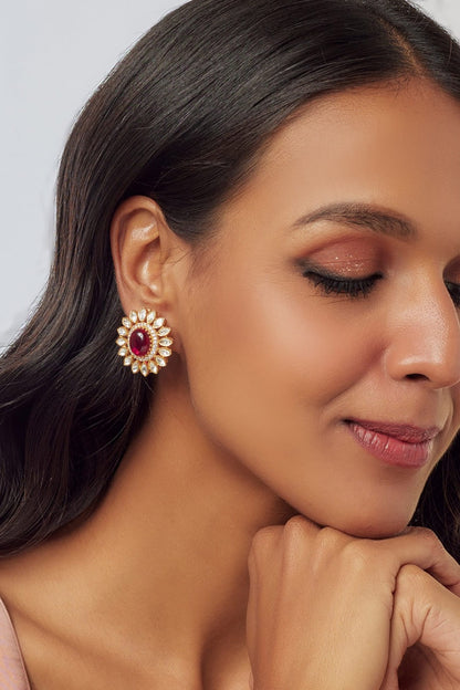 Floral Moissanite Stud Earrings 