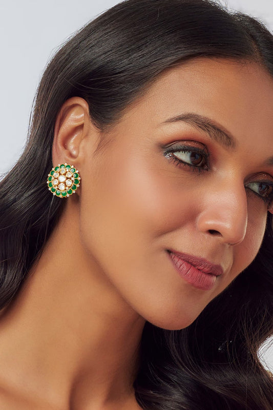 Moissanite Floral Motif Stud Earrings 