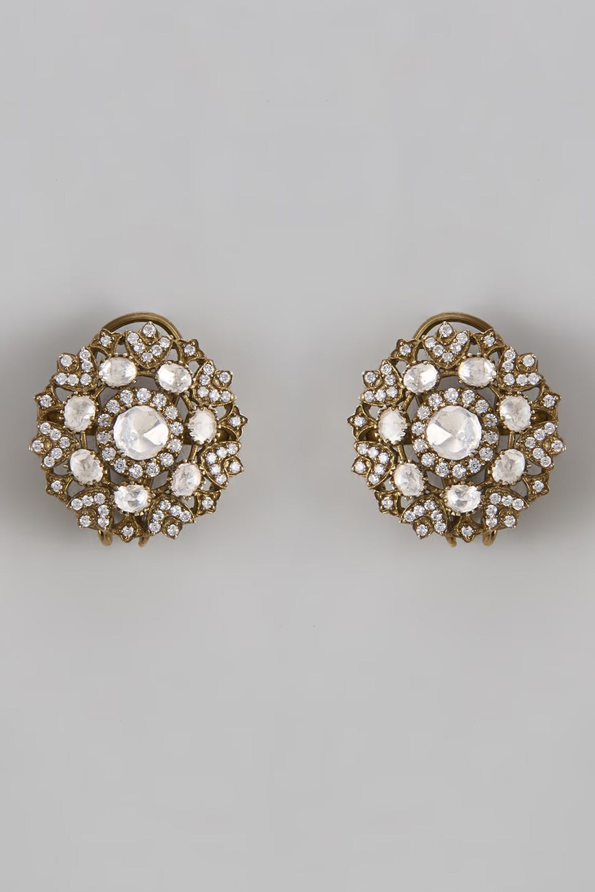 Moissanite Floral Motif Stud Earrings 