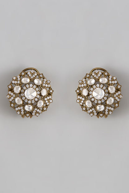 Moissanite Floral Motif Stud Earrings 