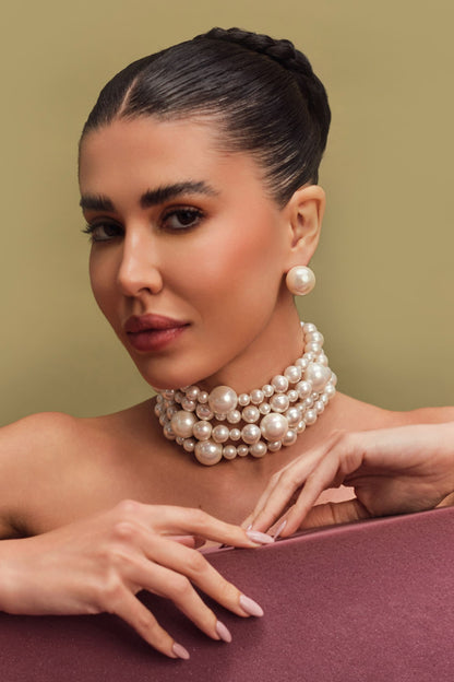 Layered Pearl Choker Necklace 